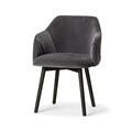 Gfancy Fixtures Grey Velvet Wrap with Black Wooden Base Dining Chair GF3666370